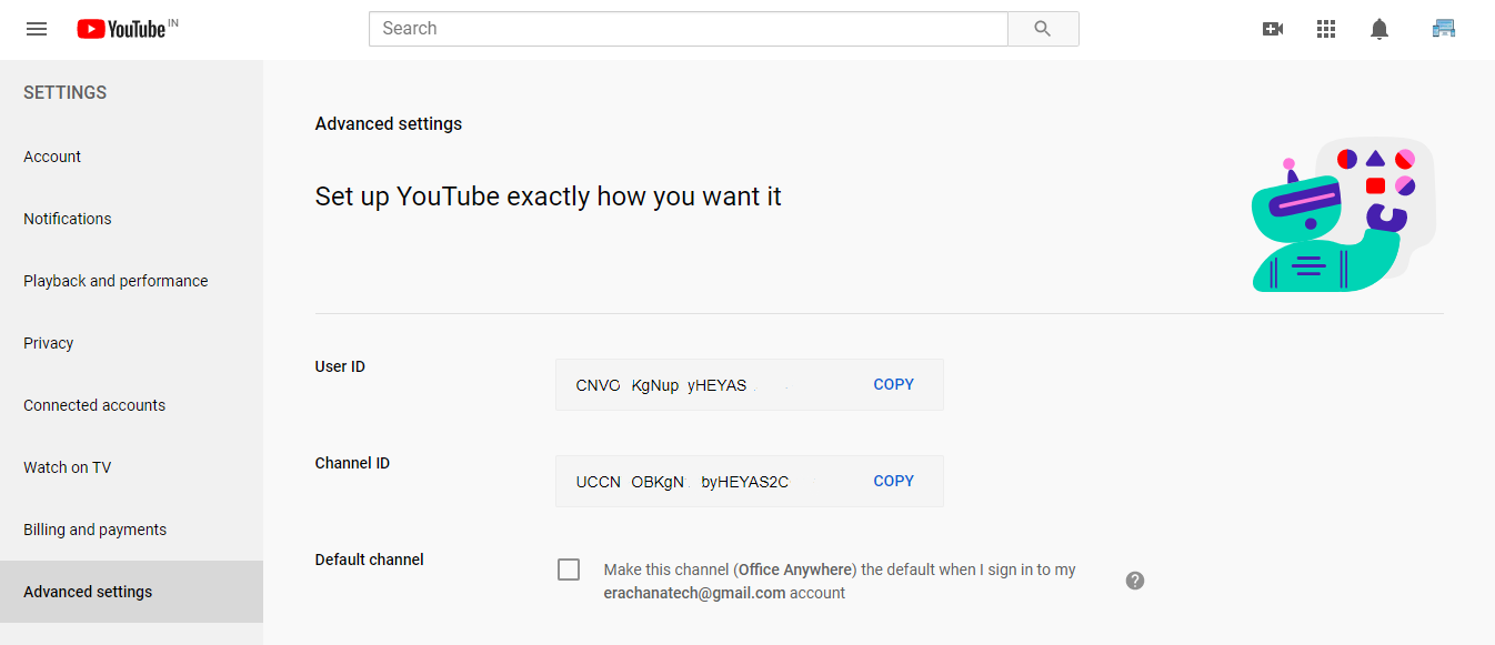 Find YouTube Channel ID and UserID