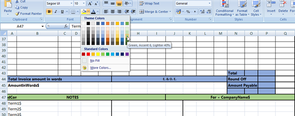 Change Colors for the headings in GST Billing Software