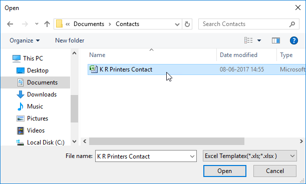 Open File to Import into GST Billing Software
