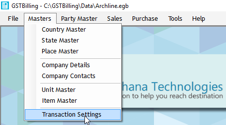 Transaction Seting in GST Billing Software