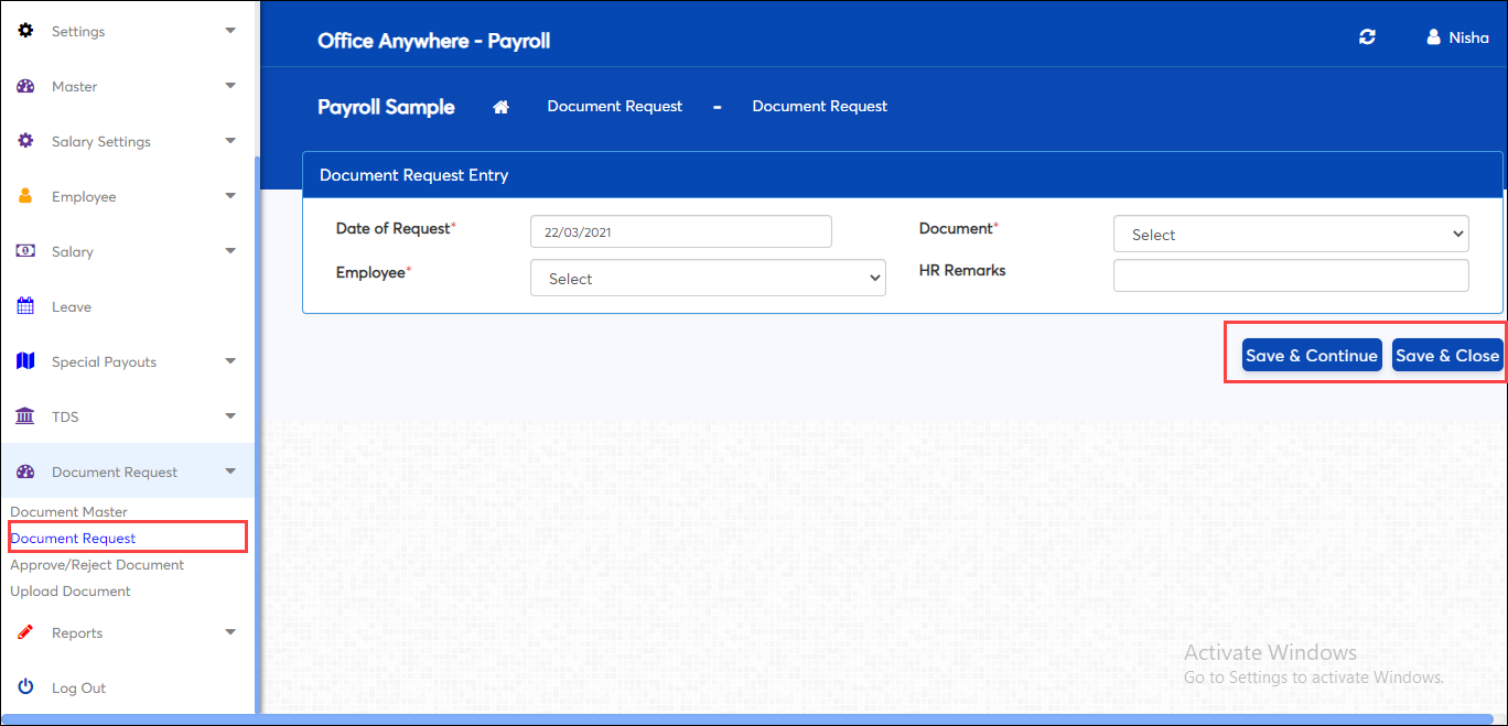Save uploaded documents in payroll software