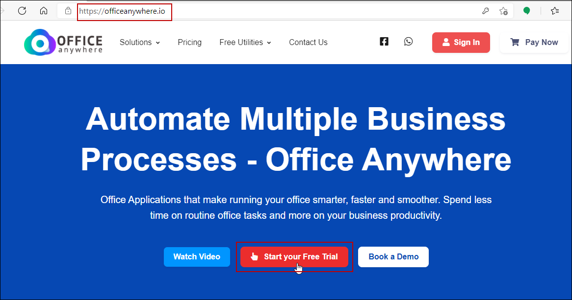Officeanywhere registration