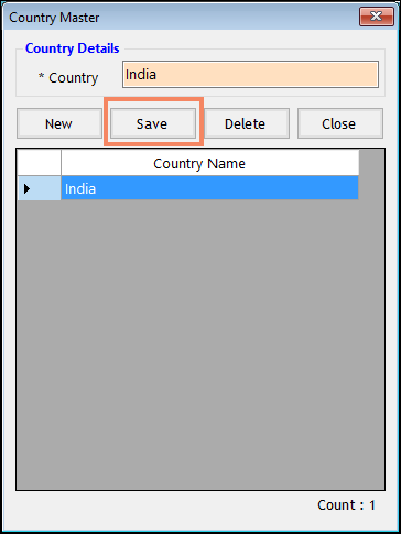 Save Country Master in Payroll