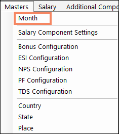 Month Master in Payroll