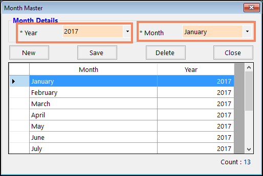 Create Month in Payroll