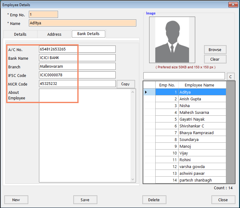 Enter Employee Bank Details on Payroll