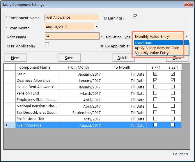 Salary Calculation Types in Payroll
