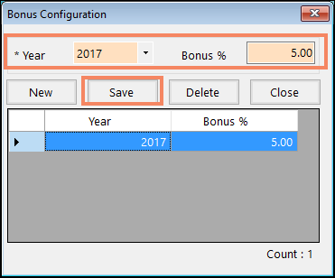 Save the Bonus Configuration in Payroll