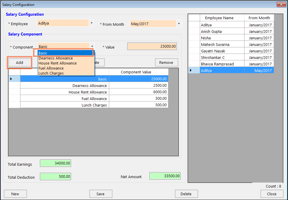 Add Component Types in Payroll