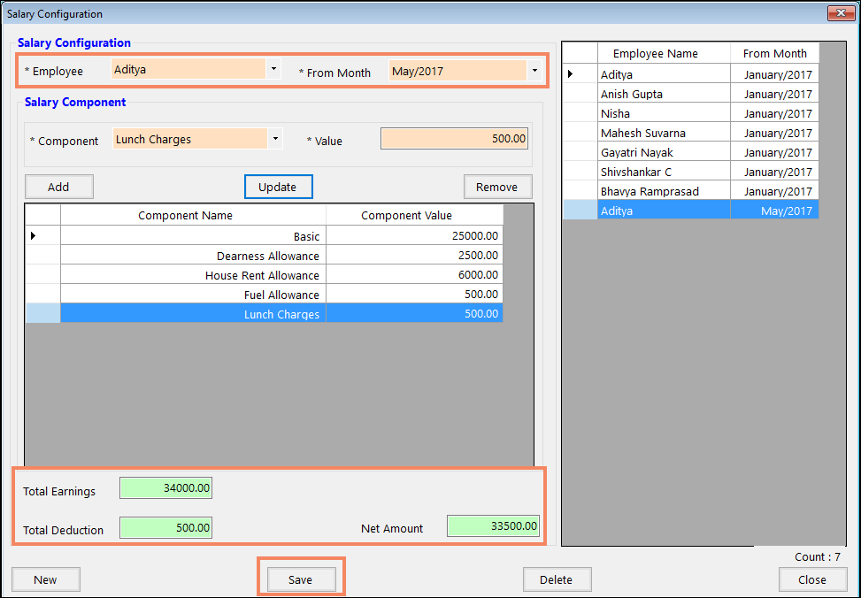 Save Component Types in Payroll