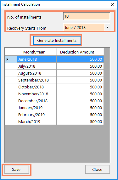 Generate Instalments in Payroll