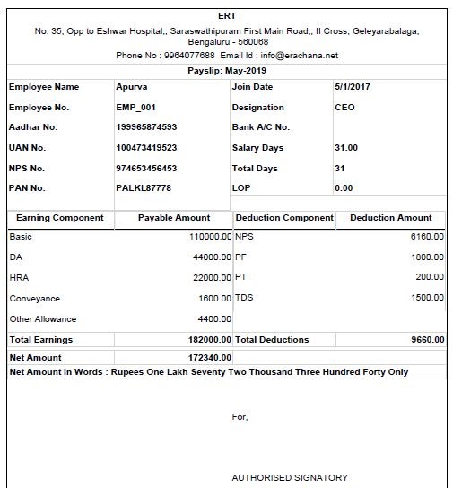 salary pay slip format